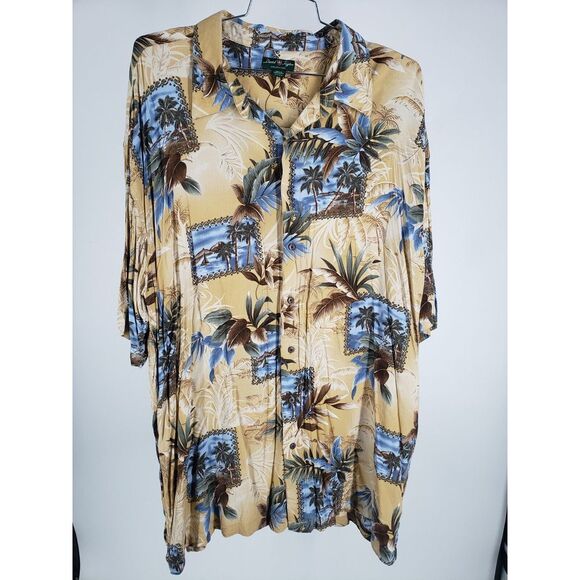 Breezy Lightweight Tropical‎ Palm Ocean Island Vacation David Taylor Size 3xlt - Picture 2 of 8